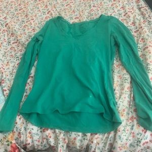Blueish green long sleeve v neck